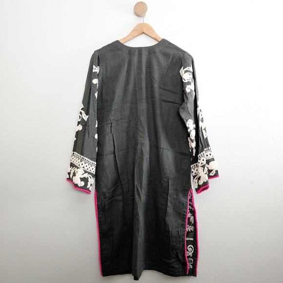 Sana Safinaz Floral Embroidered Tunic Midi Dress - Dark Grey - Size M - Picture 12 of 12